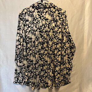 H&M XXL black & tan floral button down